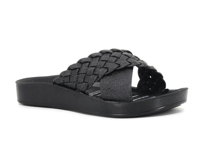 Ayder Zenne 504 Çapraz Soft Örgülü Poşetli Günlük Terlik Siyah - Ayder