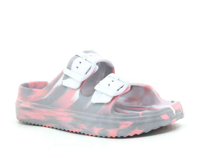 Ayfox Filet F-1006-K Çift Toka Kız Lux Eva Terlik Gri - Pembe - 1