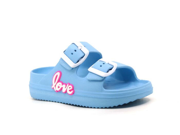 Ayfox Patik P-1006-K Çift Toka Kız Kutulu Lux Eva Terlik Bebe Mavisi - Ayfox