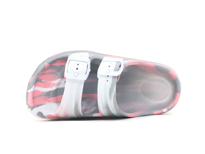 Ayfox Patik P-1006-K Çift Toka Kız Kutulu Lux Eva Terlik Gri - Pembe - Ayfox (1)