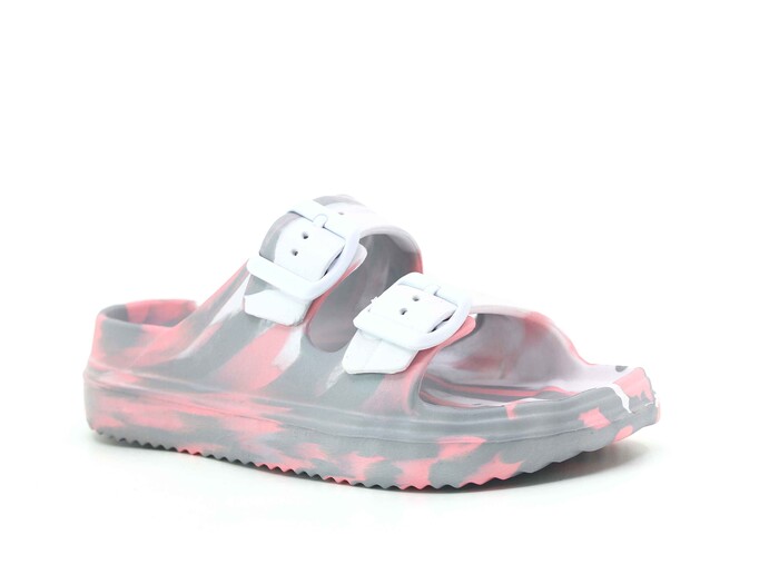 Ayfox Patik P-1006-K Çift Toka Kız Kutulu Lux Eva Terlik Gri - Pembe - Ayfox