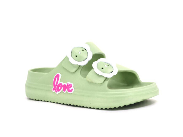 Ayfox Patik P-1006-K Çift Toka Kız Kutulu Lux Eva Terlik Su Yeşili - Ayfox