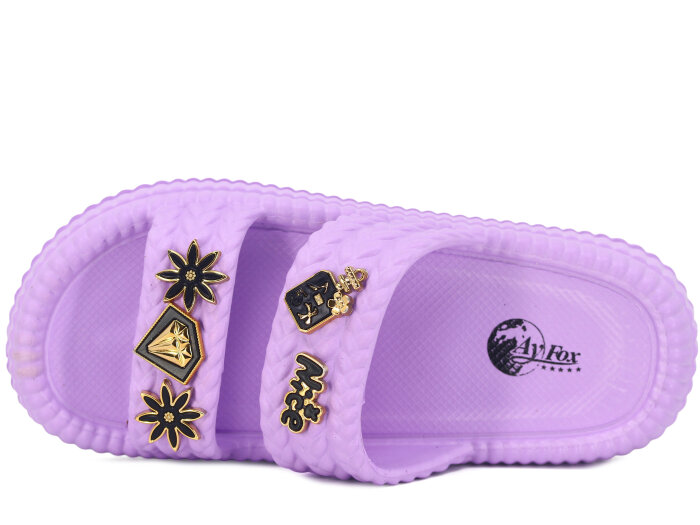 Ayfox Zenne Naz Taşlı Çift Bant Lux Eva Terlik Lila - Ayfox (1)