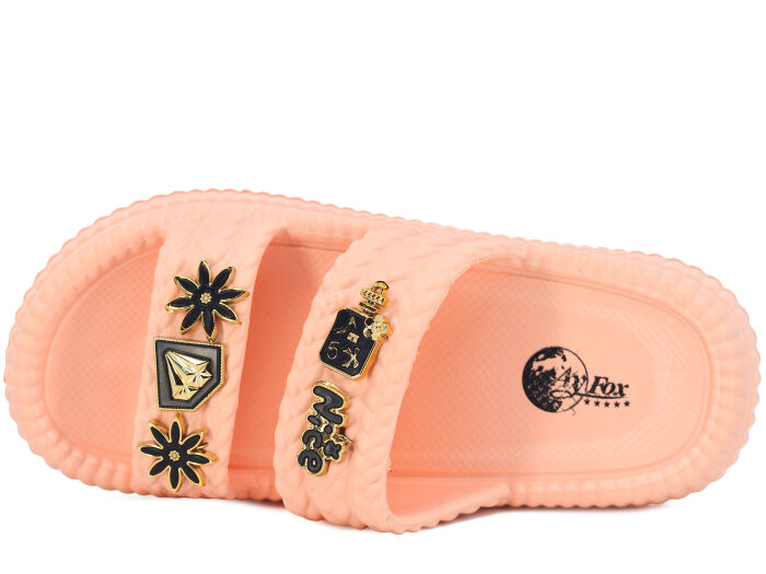 Ayfox Zenne Naz Taşlı Çift Bant Lux Eva Terlik Somon - 2