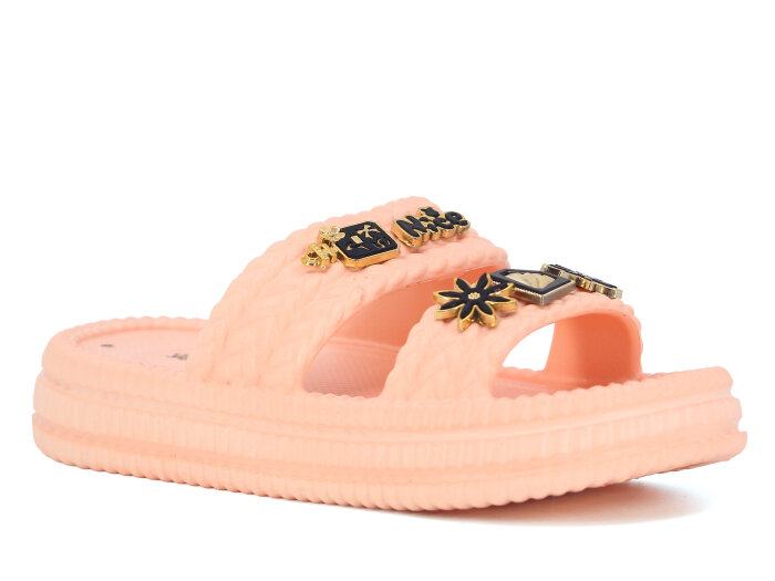 Ayfox Zenne Naz Taşlı Çift Bant Lux Eva Terlik Somon - 1