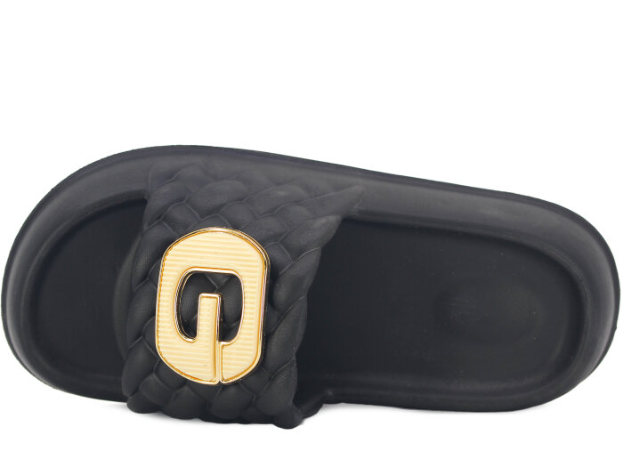 Ayfox Zenne Z-1007 Taşlı Örgü Figürlü Kutulu Lux Eva Terlik Siyah - Ayfox (1)