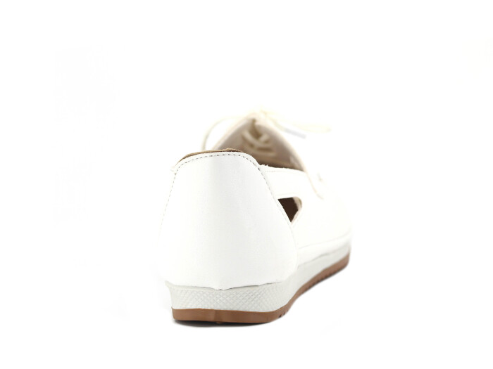 Aytu Zenne Çiçekli Bağcıklı Yazlık Babet Ayakkabı Beyaz - 3