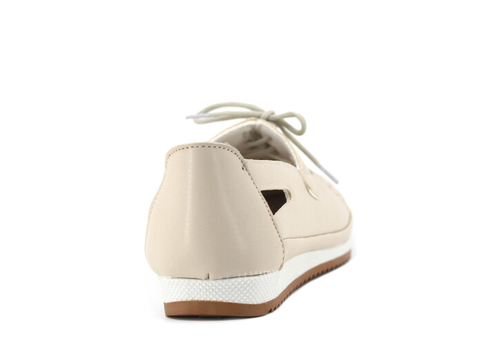 Aytu Zenne Çiçekli Bağcıklı Yazlık Babet Ayakkabı Krem - 3