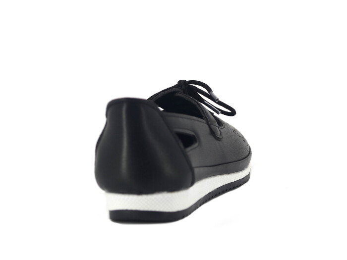 Aytu Zenne Çiçekli Bağcıklı Yazlık Babet Ayakkabı Siyah - 3