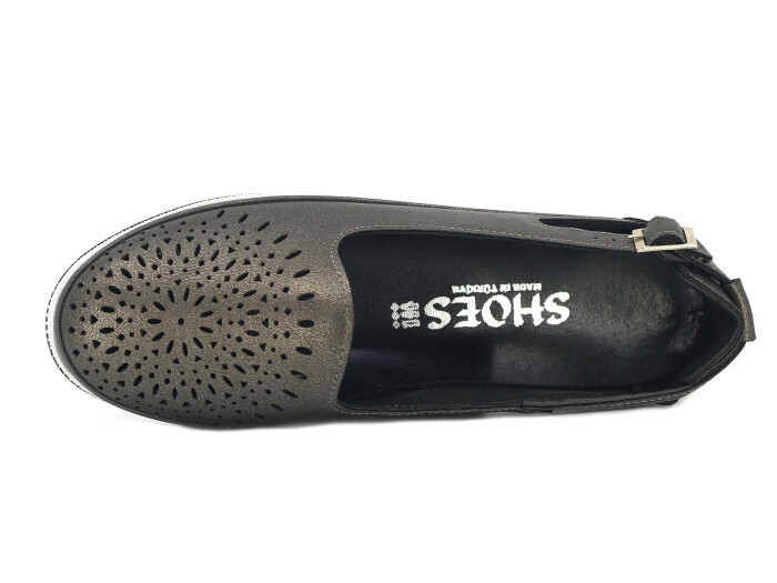 Aytu Zenne Çiçekli Tokalı Yazlık Babet Ayakkabı Platin - 3