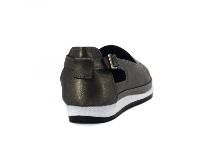 Aytu Zenne Çiçekli Tokalı Yazlık Babet Ayakkabı Platin - Aytu (1)