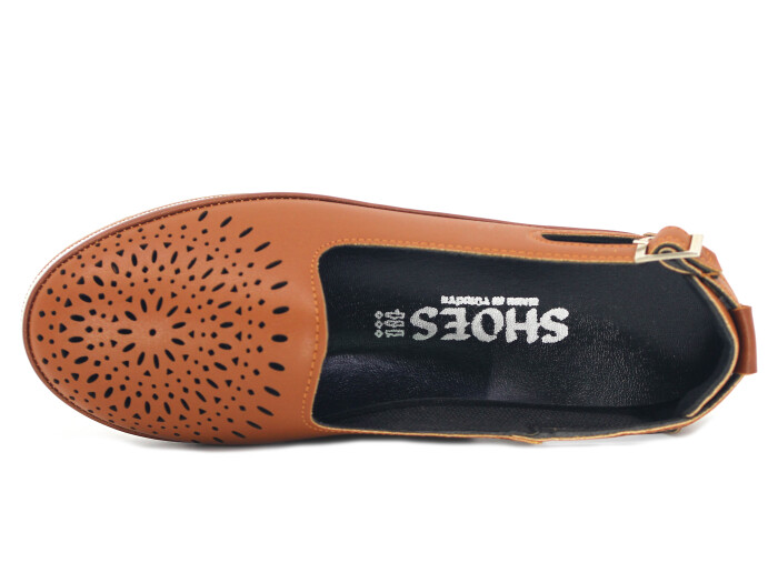 Aytu Zenne Çiçekli Tokalı Yazlık Babet Ayakkabı Taba - 2