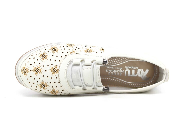 Aytu Zenne Çiçekli Yazlık Babet Ayakkabı Beyaz - Aytu (1)