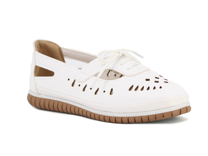 Aytu Zenne Lazer Desen Yazlık Babet Ayakkabı Beyaz - 1