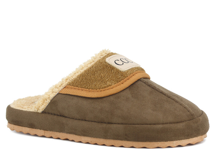 Azra Zenne Yakalı Peluşlu Ev Terliği Kahve - Azra