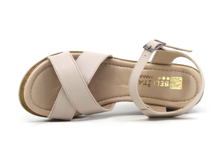 Bellitaş Zenne Çapraz Feta Sandalet Krem - 2