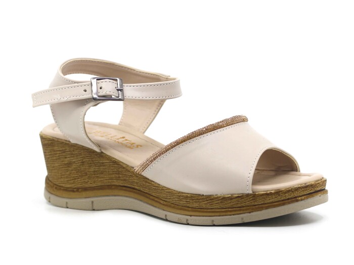 Bellitaş Zenne Feta Sandalet Krem - Bellitaş