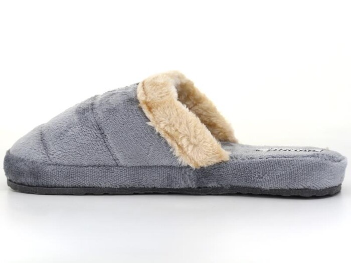 Auris Merdane 210 BR Yakası Peluşlu Kapalı Atom Ev Terliği Gri - Auris (1)