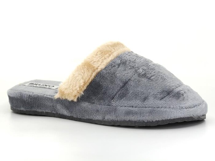 Auris Merdane 210 BR Yakası Peluşlu Kapalı Atom Ev Terliği Gri - Auris