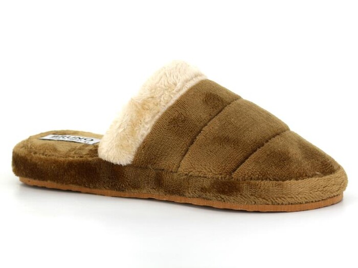 Auris Merdane 210 BR Yakası Peluşlu Kapalı Atom Ev Terliği Taba - Auris