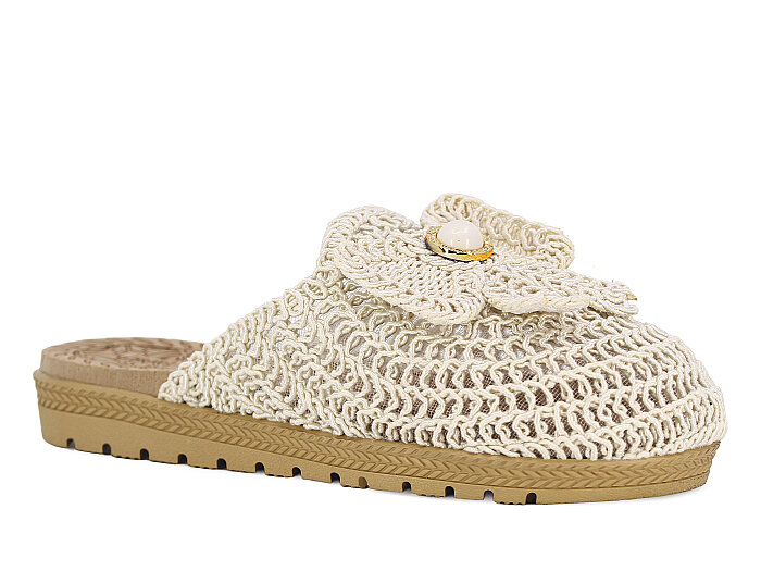 Bruno Zenne 2026 Kurdele Dantelli İncili Burnu Kapalı Günlük Terlik Bej 