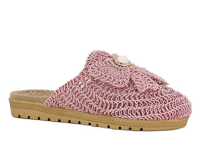 Bruno Zenne 2026 Kurdele Dantelli İncili Burnu Kapalı Günlük Terlik Pembe 