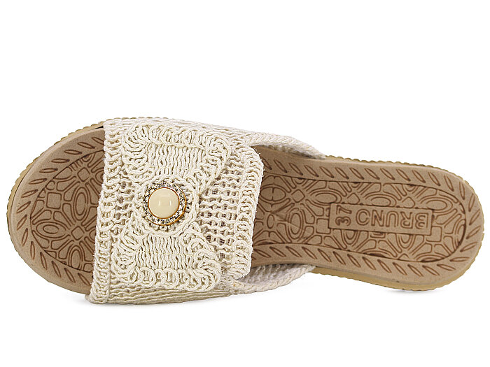 Bruno Zenne 2026 Papyon Dantelli İncili Burnu Açık Günlük Terlik Bej - 2