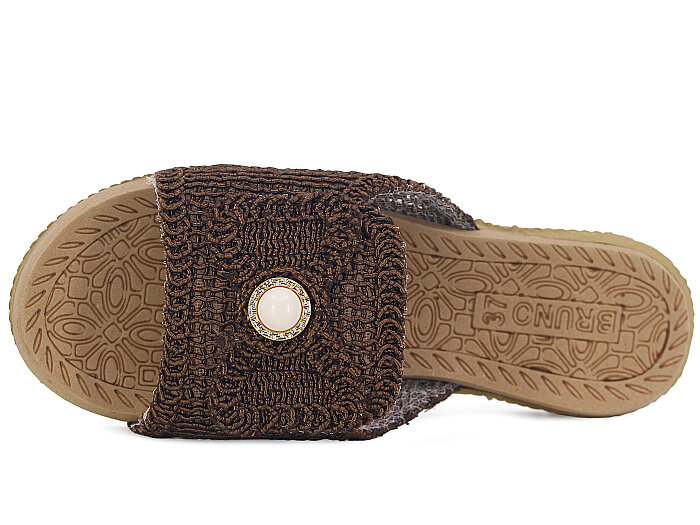 Bruno Zenne 2026 Papyon Dantelli İncili Burnu Açık Günlük Terlik Kahve - Bruno (1)