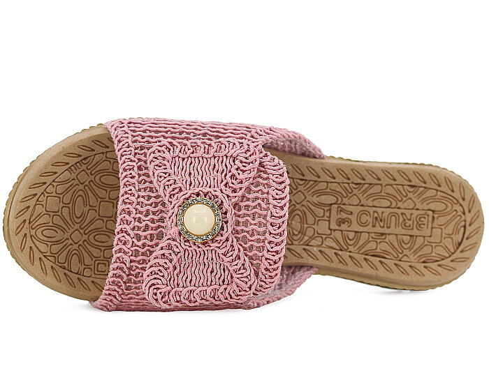 Bruno Zenne 2026 Papyon Dantelli İncili Burnu Açık Günlük Terlik Pembe - Bruno (1)