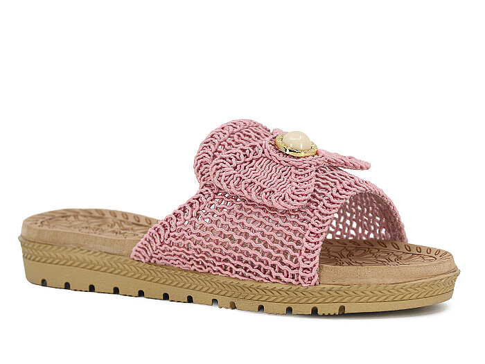 Bruno Zenne 2026 Papyon Dantelli İncili Burnu Açık Günlük Terlik Pembe - Bruno