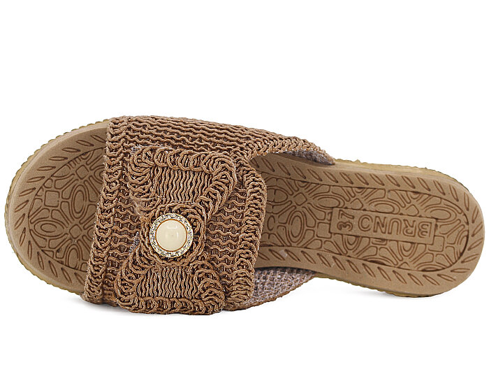 Bruno Zenne 2026 Papyon Dantelli İncili Burnu Açık Günlük Terlik Vizon - Bruno (1)