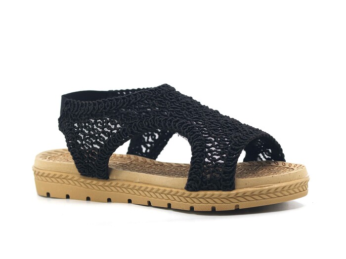Bruno Zenne Dantelli Sandalet Siyah - Bruno