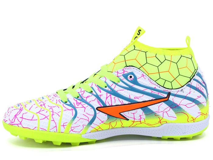 By Soccers Merdane 2060 Çoraplı Halı Saha Ayakkabısı Beyaz - Saks Mavi - Sarı - By Soccers (1)