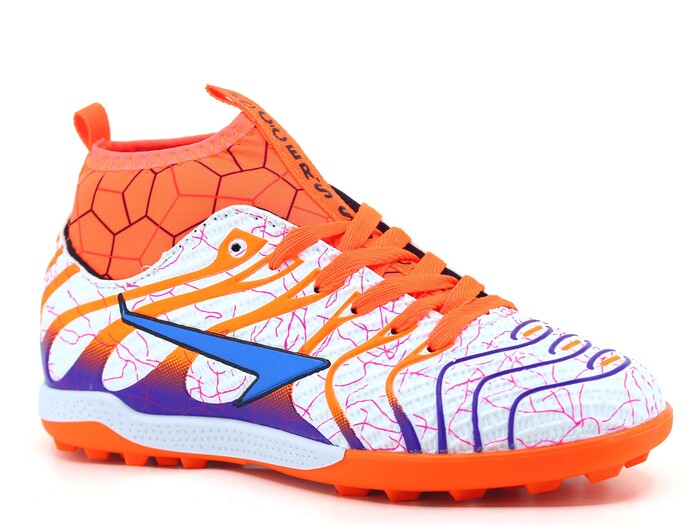 By Soccers Merdane 2060 Çoraplı Halı Saha Ayakkabısı Beyaz - Turuncu - Mor - By Soccers