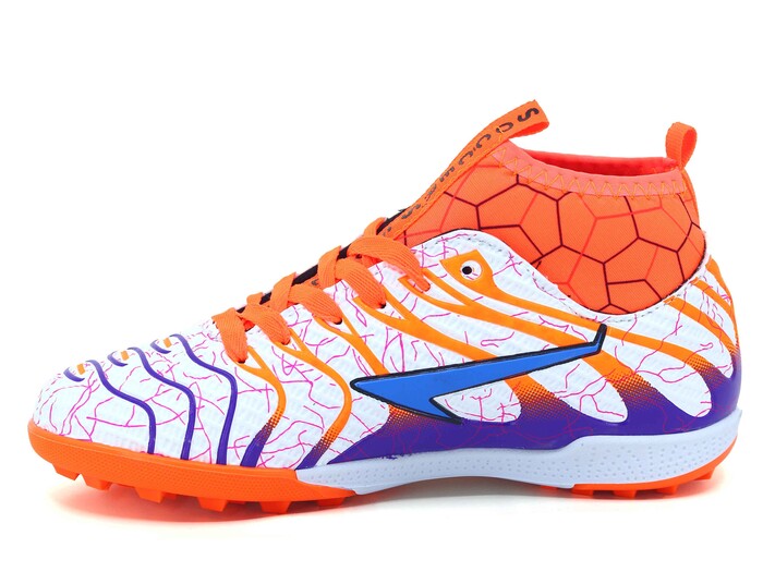 By Soccers Merdane 2060 Çoraplı Halı Saha Ayakkabısı Beyaz - Turuncu - Mor - 2