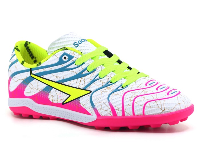 By Soccers Merdane 2040 Halı Saha Ayakkabısı Beyaz - Fuşya - By Soccers