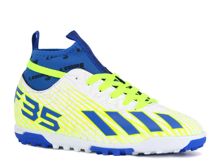 By Soccers Merdane F35 Çoraplı Halı Saha Ayakkabısı Beyaz - Saks Mavi - By Soccers