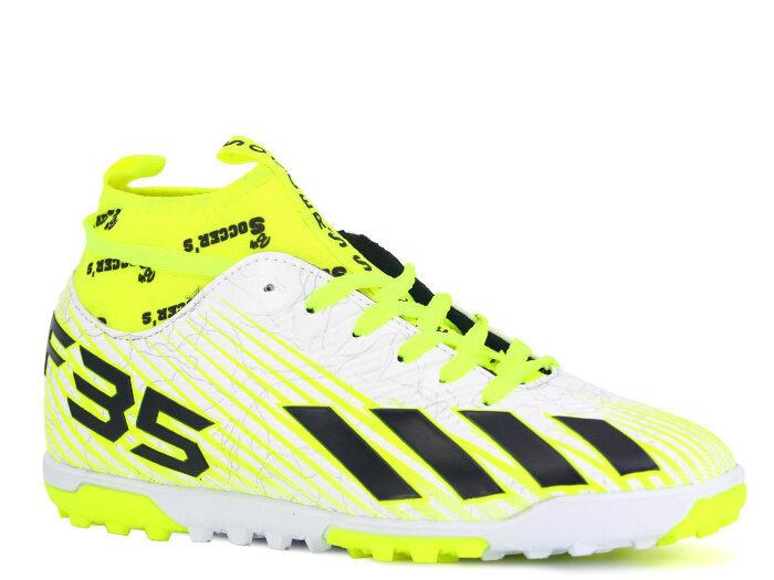 By Soccers Merdane F35 Çoraplı Halı Saha Ayakkabısı Beyaz - Sarı - By Soccers