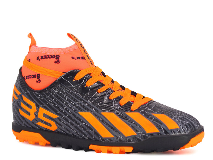 By Soccers Merdane F35 Çoraplı Halı Saha Ayakkabısı Siyah - Turuncu - By Soccers