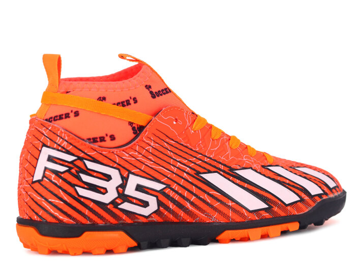 By Soccers Merdane F35 Çoraplı Halı Saha Ayakkabısı Turuncu - Beyaz - 3