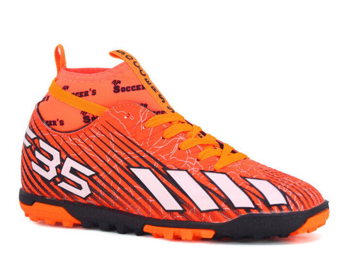 By Soccers Merdane F35 Çoraplı Halı Saha Ayakkabısı Turuncu - Beyaz - 1