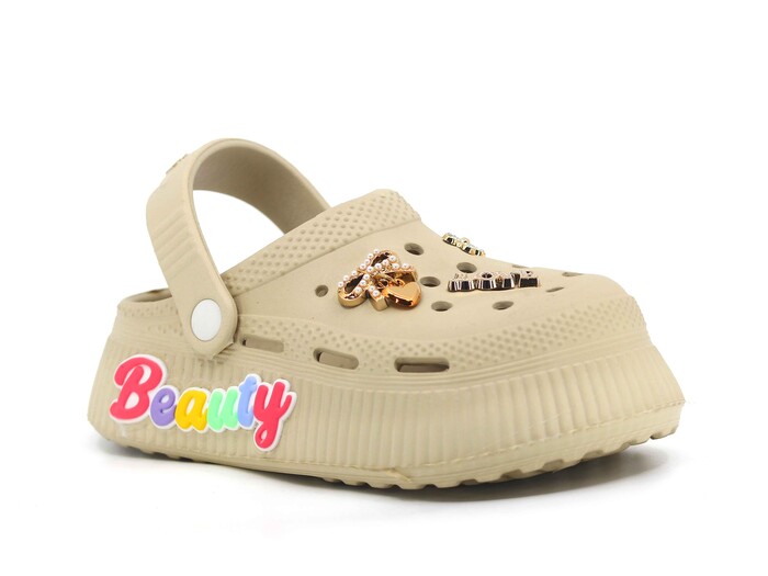 Calx Filet EF6950 Taşlı Etiketli Eva Cross Terlik Bej