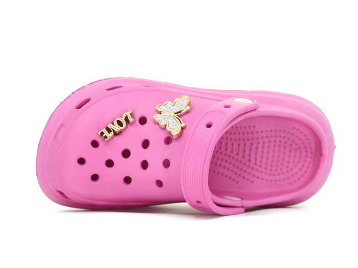 Calx Filet EF7090 Platform Taşlı Kelebekli Eva Cross Terlik Fuşya - Calx (1)