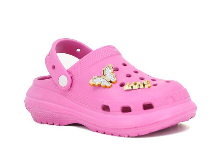 Calx Filet EF7090 Platform Taşlı Kelebekli Eva Cross Terlik Fuşya - Calx