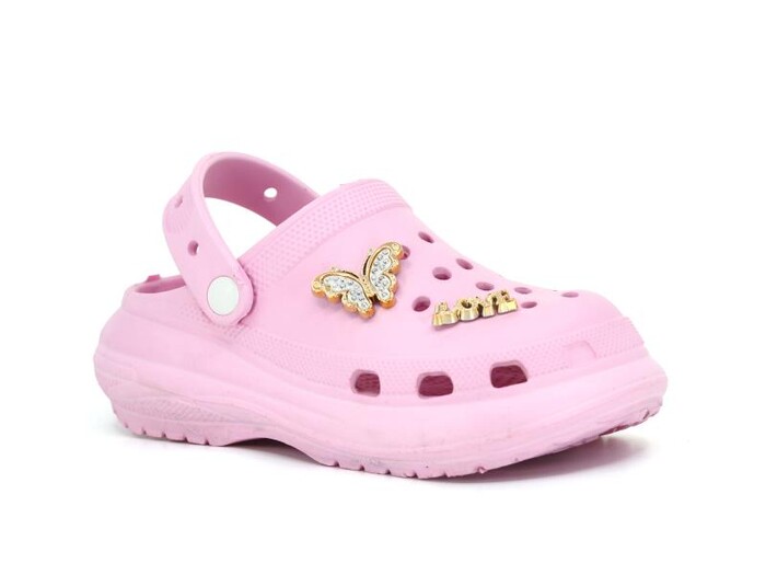 Calx Filet EF7090 Platform Taşlı Kelebekli Eva Cross Terlik Pembe - Calx