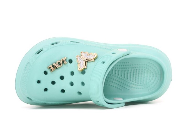 Calx Filet EF7090 Platform Taşlı Kelebekli Eva Cross Terlik Yeşil