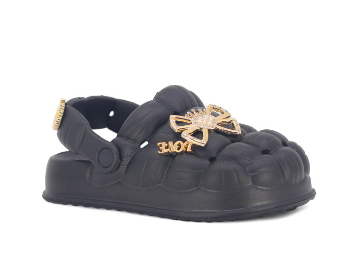 Calx Filet EF7170 Taşlı Eva Cross Terlik Siyah - Calx