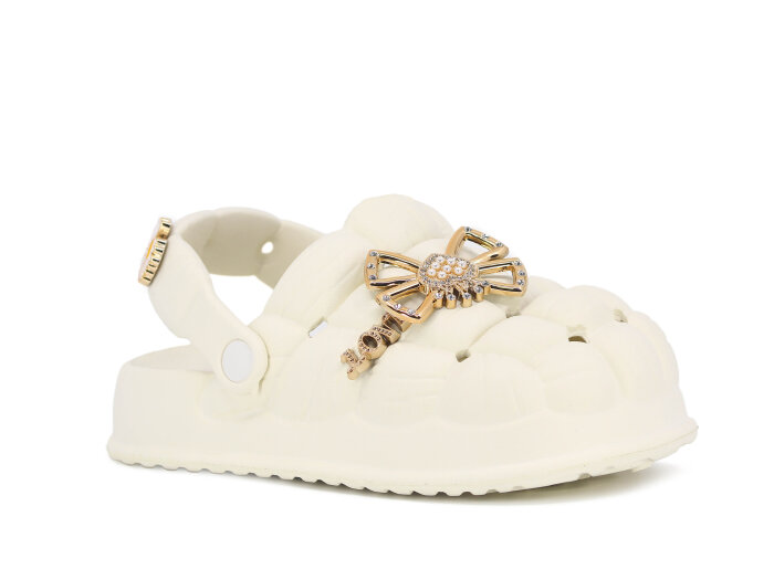 Calx Filet EF7170 Taşlı Eva Cross Terlik Krem - Calx