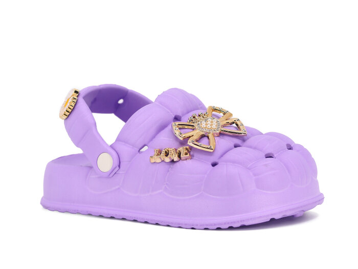 Calx Filet EF7170 Taşlı Eva Cross Terlik Mor - Calx