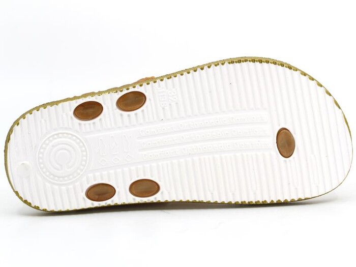 Calx Filet F610 Çiçekli Eva Parmak Arası Terlik Beyaz - Altın - 3